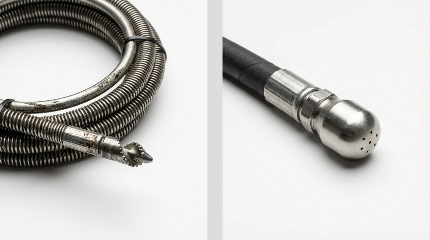 Drain snake cable and hydro jetting nozzle used for drain cleaning in Charleroi, PA