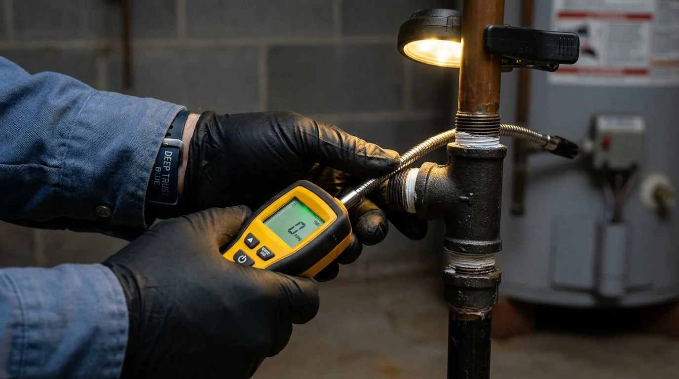 Gas leak detection with electronic sniffer by Johns Plumbing LLC in Charleroi