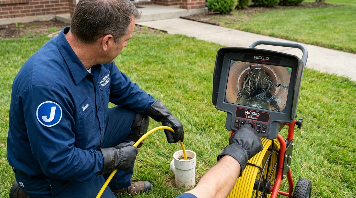 Sewer camera inspection being performed by Johns Plumbing LLC in Charleroi